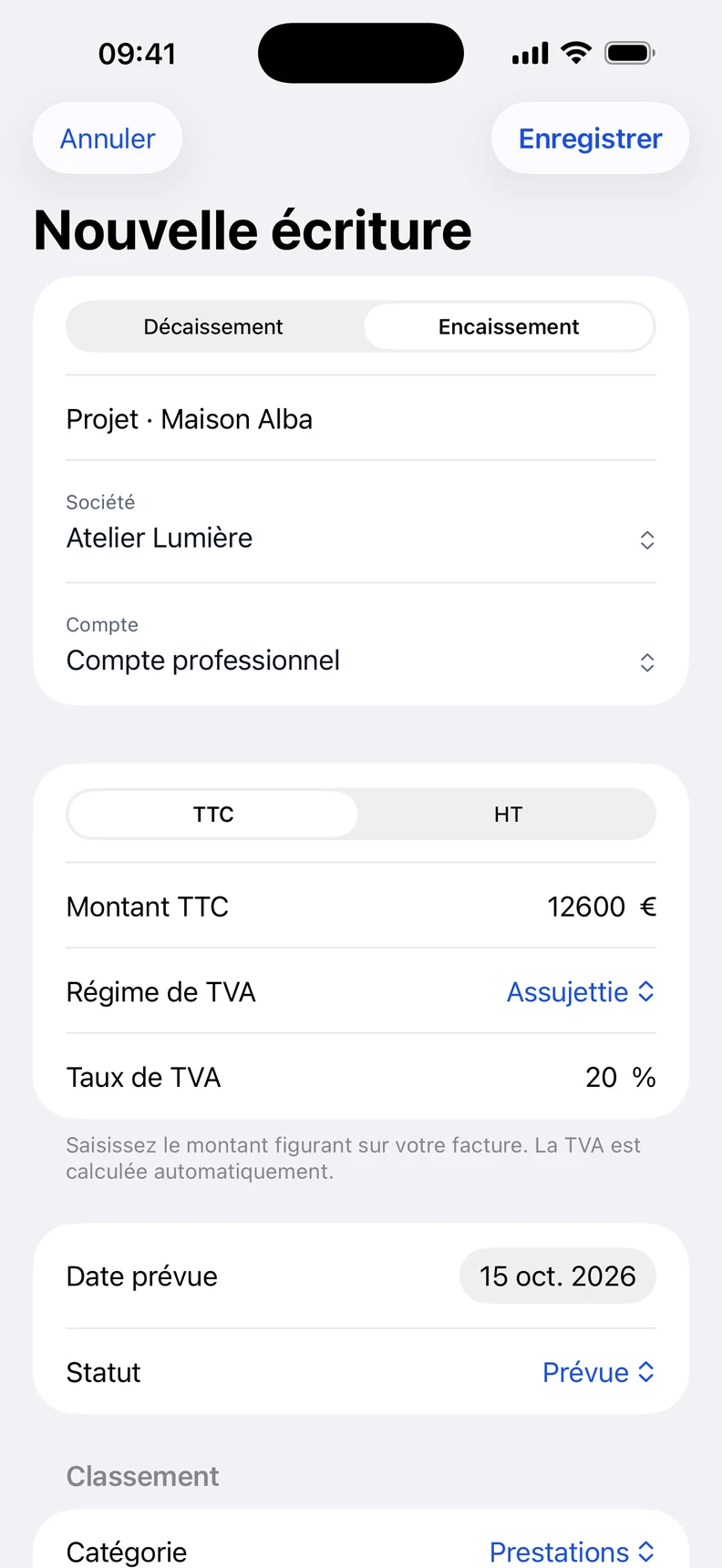 Capture iPhone Trez.App — Écritures & tags